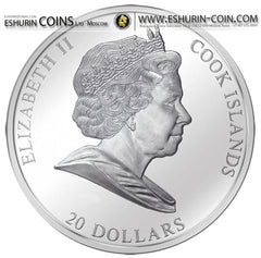 Cook Islands 2009 20 Dollars Masterpieces of Art Mona Lisa SPECIAL EDITION silver 93.3g gold 7.09g coin Острова Кука 2009 20 Долларов Шедевры искусства Мона Лиза93.30г золото 7.09г монета
