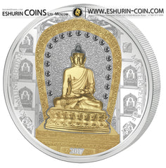 Cook Islands 2017 25/20 Dollars Masterpieces of Art Shakyamuni Buddha silver 93.3g gold 7.09g coin