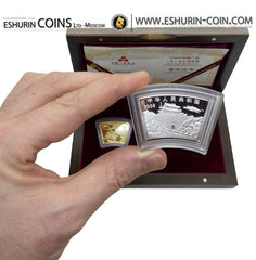 China 2009 200 Yuan 10 Yuan Year of the Ox 1/2 Oz (14.1g) Gold сoin 1Oz (31.1g) Silver сoin set  Китай 2009 200 Юань 10 Юань Год Быка 1/2 Oz (14.1г) золото серебро 31.1г набор монет