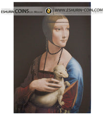 Solomon Island  2019 150 Dollars Leonardo da Vinci’s Lady with ermine  1 500g  Silver 	 Соломоновы Острова 2018 150 долларов Леонардо да Винчи Дама с горностаем 1 500г серебро	