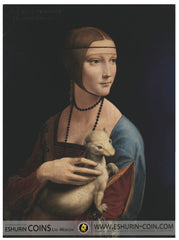 Solomon Island  2019 150 Dollars Leonardo da Vinci’s Lady with ermine  1 500g  Silver 	 Соломоновы Острова 2018 150 долларов Леонардо да Винчи Дама с горностаем 1 500г серебро	