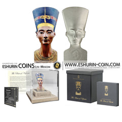 Solomon Islands 2013 25 Dollars Sculptures of Art Nefertiti Unique 3D silver 93.3g coin  Соломоновы Острова 2013 25 Долларов Скульптуры искусства - Бюст Нефертити 3Dсеребро 93.30г монета