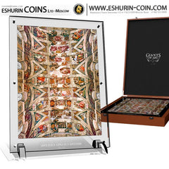 Ivory Coast 2018 10 000 Francs Codex of Michelangelo Sistine Chapel  Giants of Art 1 081g   Silver Set Ивуар 2018  10 000 Франков Кодекс Микеланджело  Сикстинская Капелла 1 081г серебро набор eshurin coins premium presents подарки для руководителей 