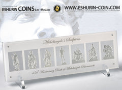 Niue 2014 10 Dollars 450th Anniversary Death of Michelangelo Buonarroti 435,40g Silver Set 7 coins