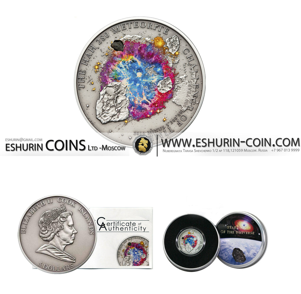 Cook Islands 2010 5 Dollars Meteorite HAH 280 25g silver coin