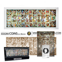 Giants of Art Niue 2011 1 Dollar Sistine Chapel Ceiling Fresco 1Kg  Silver Set 33 coins Ниуэ 2011 1 Доллар Сикстинская Капелла фреска 1кг серебро набор 33 монет 