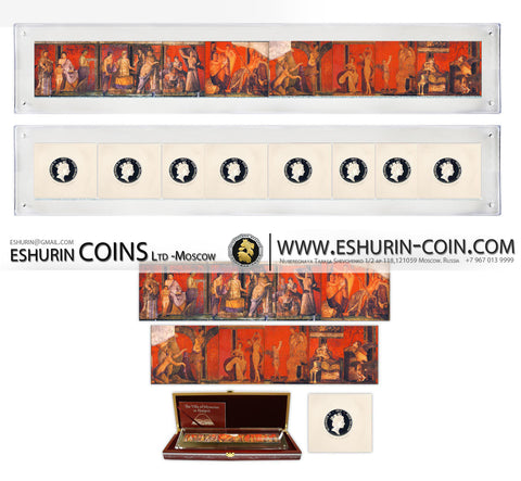 Niue 2011 1 Dollar The Villa of the Mysteries of Pompeii 335g Silver Set 8 coins