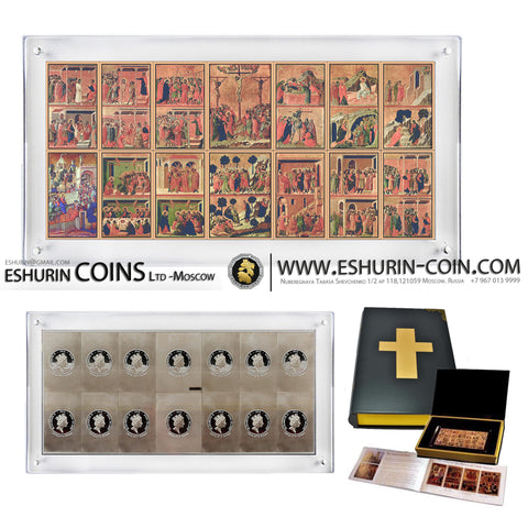 Niue 2012 1 Dollar Passion of Christ Duccio Maesta Siena 466,55g Silver Set 14 coins