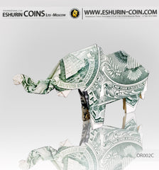 США 1 Доллар Денежный Оригами слона символ удачи из однодолларовой купюры