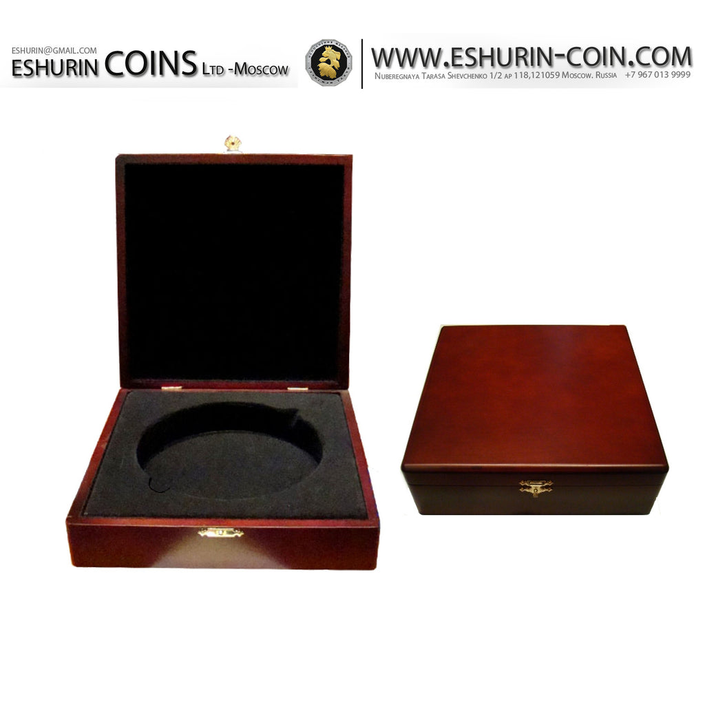 Wood presentation case - box for coin 74 mm